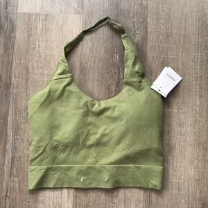 NWT lightly lined halter bralette olive green